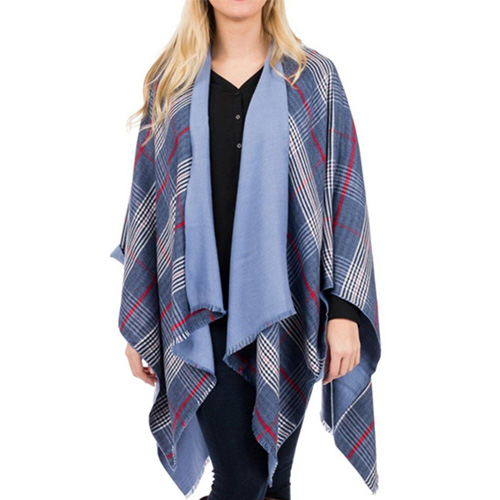 Blue Plaid Ruana