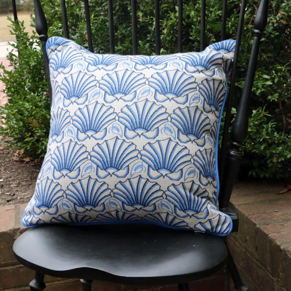 Martha's Shell Blue Pillow