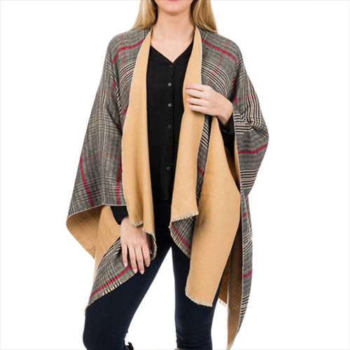 Camel Plaid Ruana