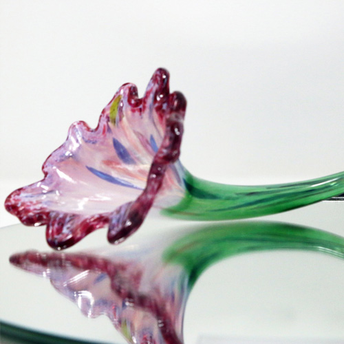 Handblown Pink Glass Flower