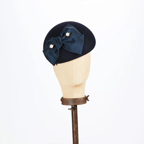Navy Beret with Bow